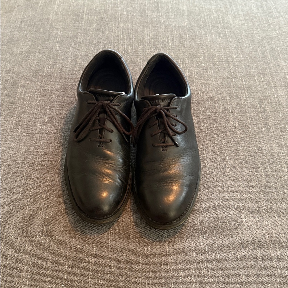 Black Leather Cole Haan Grand 360 Lace-Up Shoes